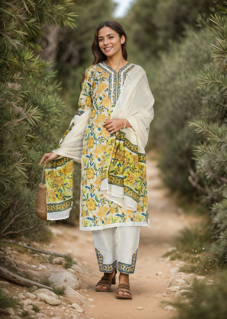 Cotton Floral Salwar Kameez Indian Wedding Dress