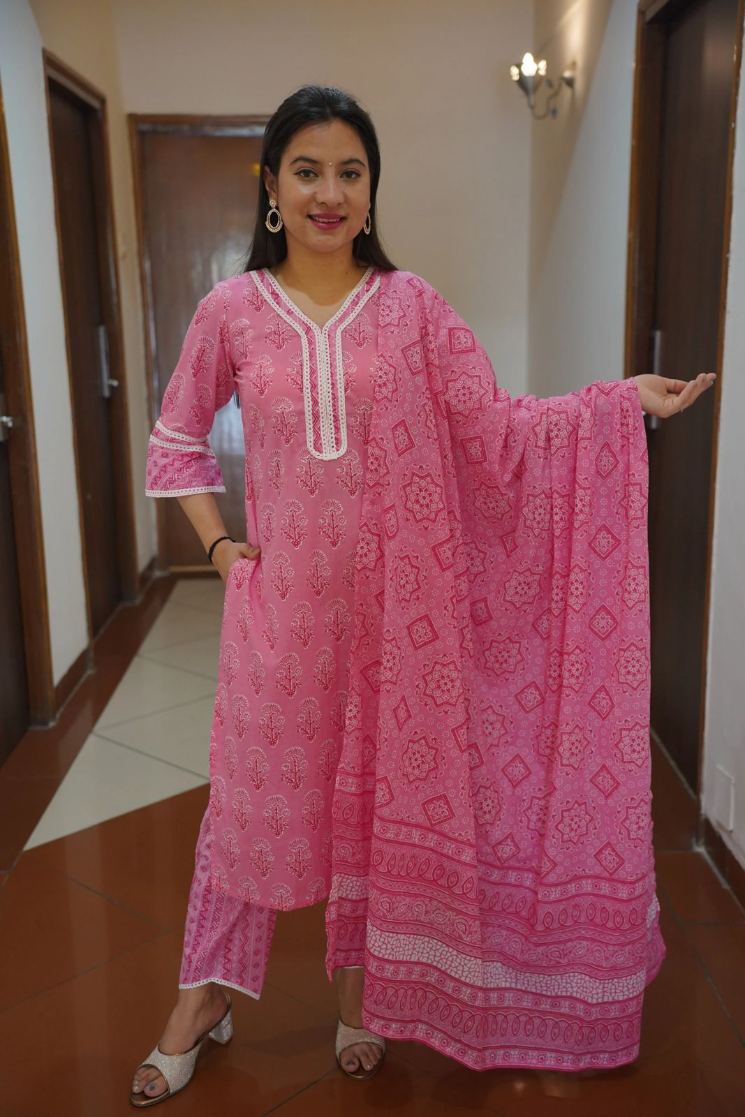 Pink cotton Salwar Suit