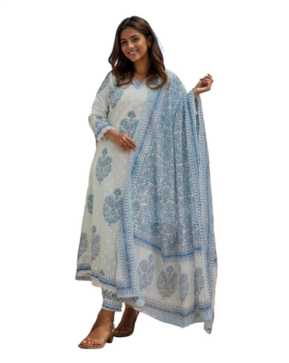 Summer cotton dress with dupatta