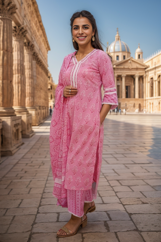 Pink cotton Salwar Suit