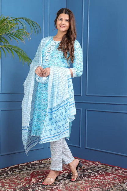 Elegant Cotton Indian Suit Set for Women - Ready-made Salwar Kameez in Traditional Ethnic Style Cotton Kurti Summer Dress Plus Size