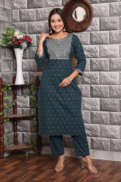 women straight kurta palazzo set  kurta pant embroidery 2 pc dress  ethnic suit for women wedding dress