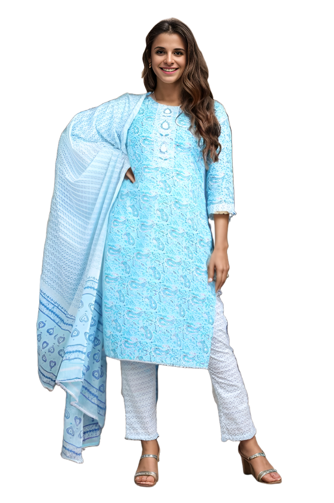 Elegant Cotton Indian Suit Set for Women - Ready-made Salwar Kameez in Traditional Ethnic Style Cotton Kurti Summer Dress Plus Size