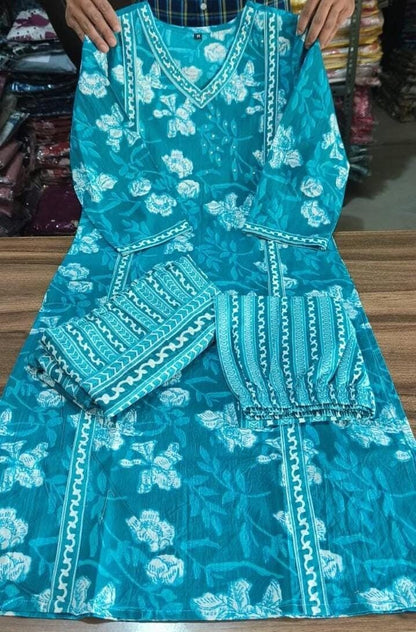 Handcrafted Kurti Set with Printed Dupatta Indian Suit For Women Cotton Suit Readymade Salwar Kameez Indian Ethnic Dress Cotton Top tunic