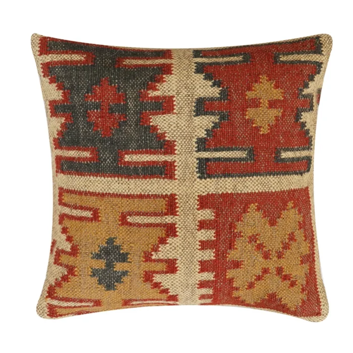 Heavy Handmade 18x18" Jute Kilim Cushion Cover Indian Vintage Pillow 18x18