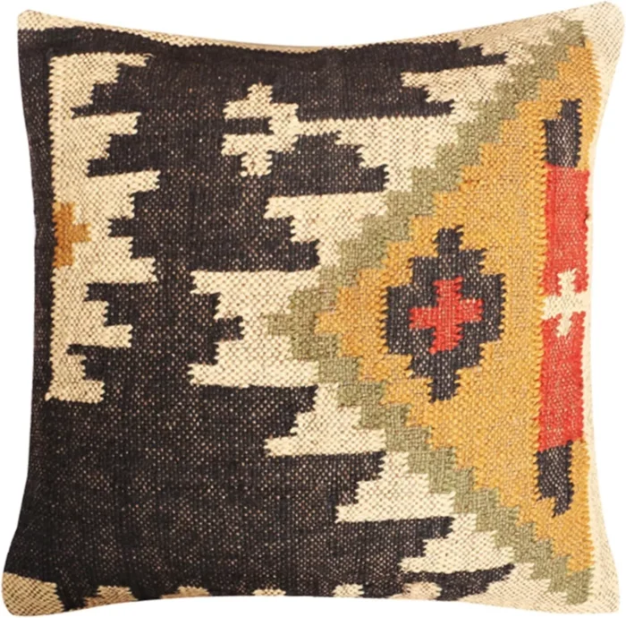 Heavy Handmade 18x18" Jute Kilim Cushion Cover Indian Vintage Pillow 18x18 - Image 3
