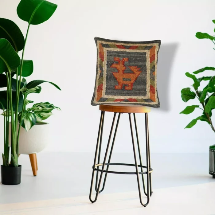 Heavy Handmade 18x18" Jute Kilim Cushion Cover Indian Vintage Pillow 18x18 - Image 3