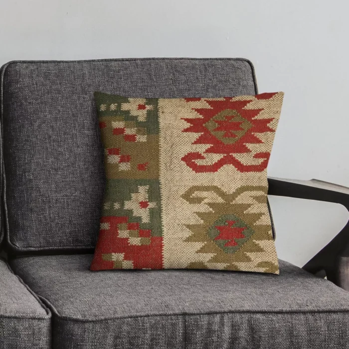 Heavy Handmade 18x18" Jute Kilim Cushion Cover Indian Vintage Pillow 18x18