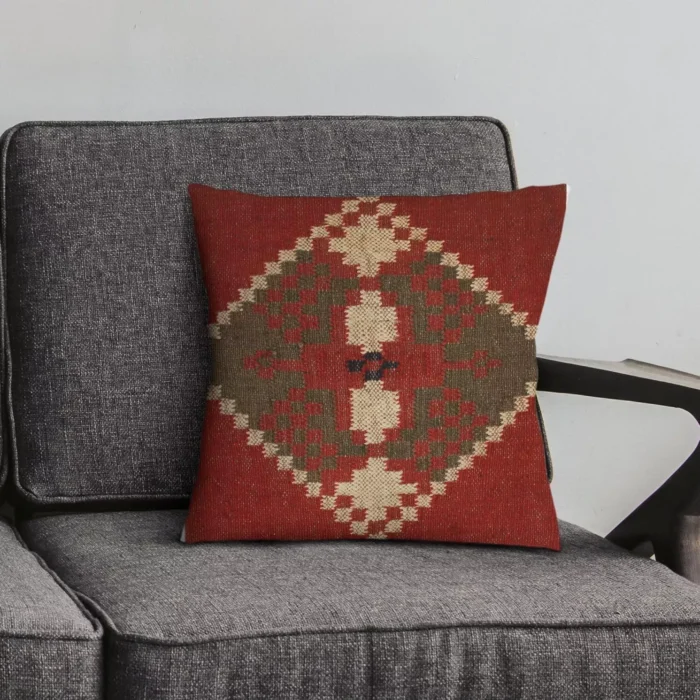 Heavy Handmade 18x18" Jute Kilim Cushion Cover Indian Vintage Pillow 18x18