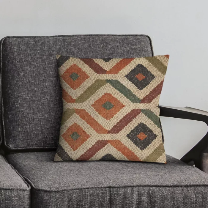 Heavy Handmade 18x18" Jute Kilim Cushion Cover Indian Vintage Pillow 18x18